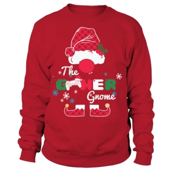 The Gamer Gnome Christmas Red Plaid Gamer Sweatshirt