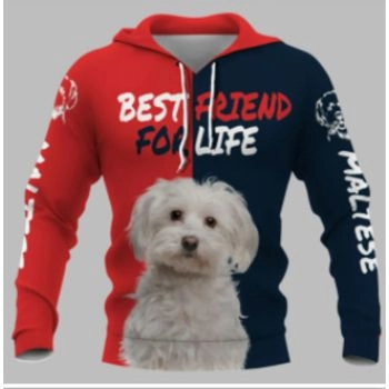 Loose Red Blue Dog Pattern Animals Hoodie