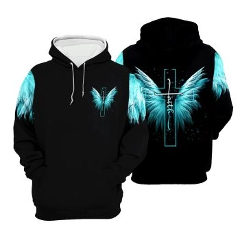 Loose Black Wings Pattern Jesus Hoodie