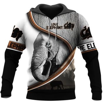 Loose And Fashion Black Elephant Pattern Animals Hoodie