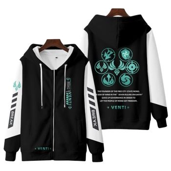 Versatile Genshin Impact Venti The Game Zip-Up Hoodie