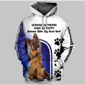 Street Style Blue White Dog Pattern Animals Hoodie