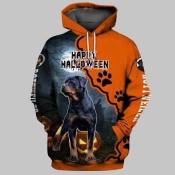 Popular And Vintage Blue Orange Dog Pattern Animals Hoodie