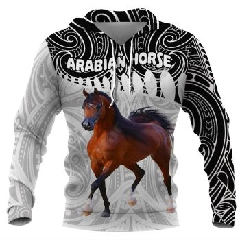 Precious And Gorgeous Black White Horse Pattern Animals Hoodie