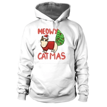 Funny Cat Christmas, Meowy Cat Christmas Hoodies