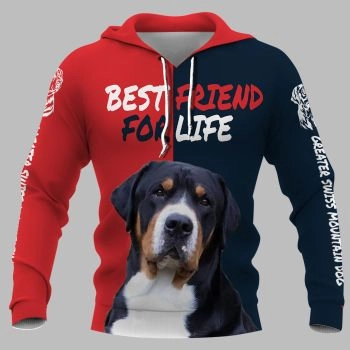 Popular Red Blue Dog Pattern Animals Hoodie