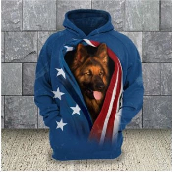 Vintage  Blue Dog Pattern Animals Hoodie