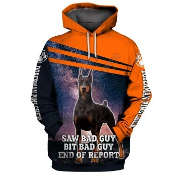 Classical And Elegance Blue Orange Dog Pattern Animals Hoodie