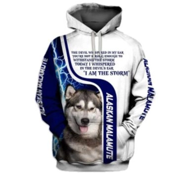 Vintage  Blue White Dog Pattern Animals Hoodie