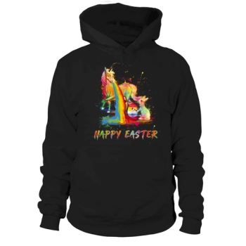 Happy Easter Unicorn Bunny Easter Hoodies