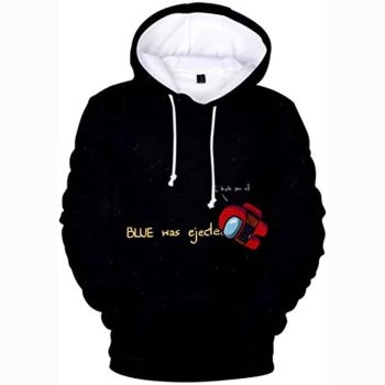 Video Game Among Us Hoodie &#8211; 3D Print Black Funny Drawstring Pullover Sweater with Pocket