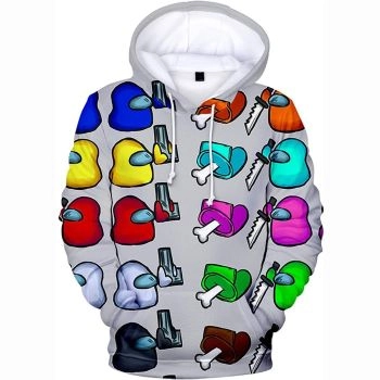 Video Game Among Us Hoodie &#8211; 3D Print Colorful Drawstring Pullover Hoodie