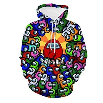 Video Game Among Us Hoodie &#8211; 3D Print Colorful Shhhhhhh Pullover Drawstring Hoodie