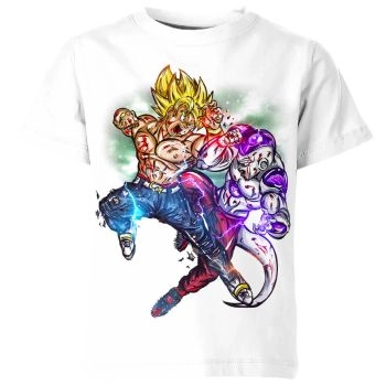 Elegant White Dragon Ball And Frieza Shirt - High-Quality Power