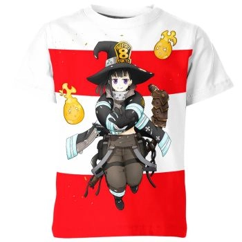 Pure White and Fiery Red Maki Oze from Fire Force Shirt