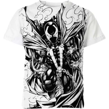 Unleash Dark Vibes with Comfortable and Stylish White Spawn Skull T-Shirt