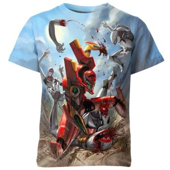 Epic Blue-Gray Neon Genesis Evangelion Shirt