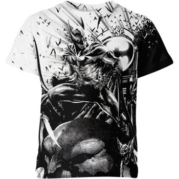 Batman: Bold Black and White T-Shirt with Red Accents - Make a Statement with Comfort and Style
