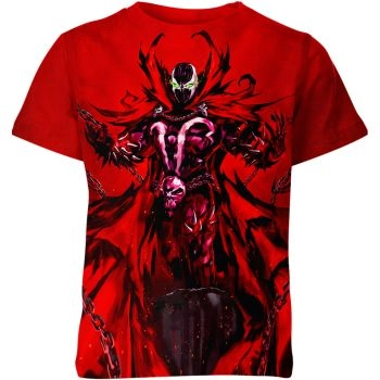 Embody Darkness and Power - Spawn Marvel Hero Shirt in Fiery Red with a Casual and Comfortable Fit