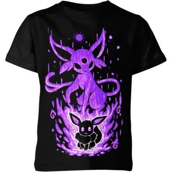 Mysterious Black Eevee And Espeon From Pokemon Shirt - Embrace Enigmatic Bond!