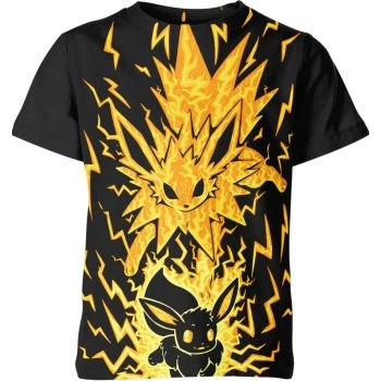 Sparkling Thunder - Jolteon Eevee From Pokemon Shirt in Black