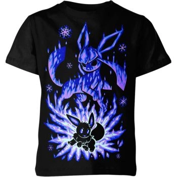 Ice and Shadows Glaceon And Eevee DQS Black Shirt