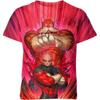 Unyielding Power Clash - Jiren and Toppo Dragon Ball Shirt in Ruby Red