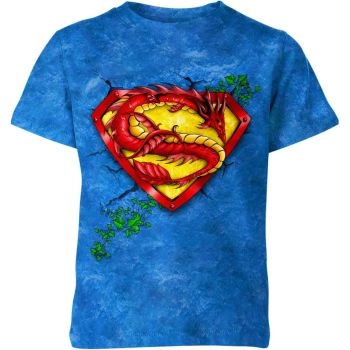 Soaring Through the Sky: Superman's Flying Pose - A Striking Blue Tee