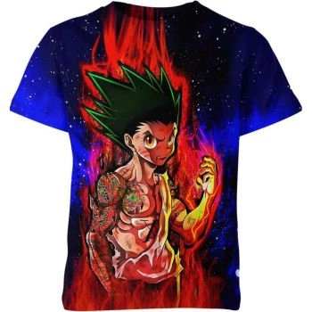 Gon Freecss from Hunter x Hunter Azure Blue Shirt - Embrace the Depths of Emotion