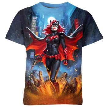 Batwoman: Red, Blue, and Grey - Vibrant T-Shirt for Comic Fans