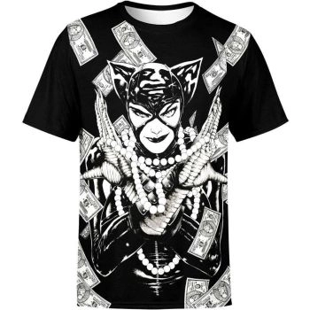 Black and White Catwoman Super Villain Shirt - Embrace the Dark and Mysterious Side