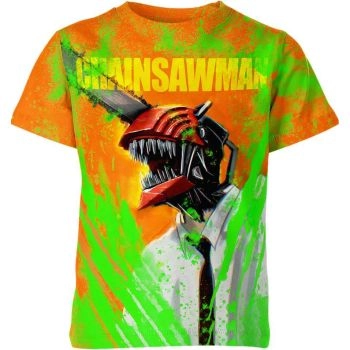 Colorful Duo - Orange-Green Pochita x Denji Chainsaw Devil From Chainsaw Man Shirt