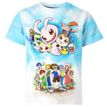 Vibrant Blue Digimon Shirt - High-Quality Adventure