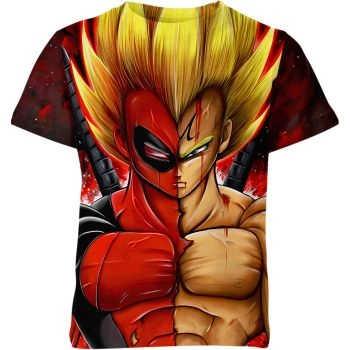 Deadpool X Vegeta Dragon Ball Z Shirt - Red Multicolor