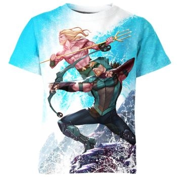 Celebrating Friendship with the Aquaman And Green Arrow Dynamic Duo Tee in Ocean Blue