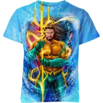 Symbolizing Royal Power with the Aquaman Trident Tee in Ocean Blue