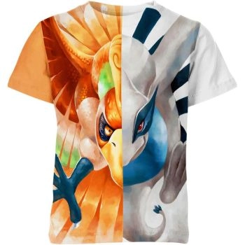 Vibrant Orange and White Lugia X Ho Oh from DQS Shirt