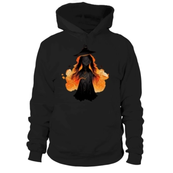 Witch With Fire Magic Halloween Hoodies