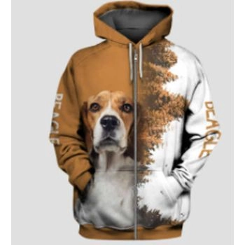 Pretty Brown White Dog Pattern Animals Zip-Up Hoodie