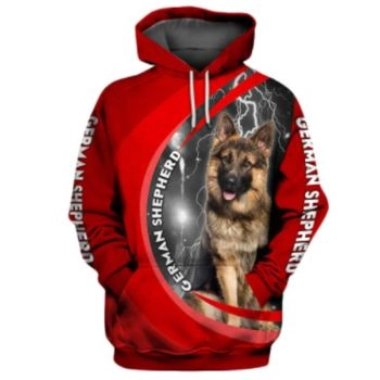 Loose Red Dog Pattern Animals Hoodie