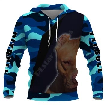 Loose Blue Black Dog Pattern Animals Hoodie