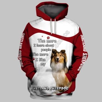 Classical And Elegance Red White Dog Pattern Animals Hoodie