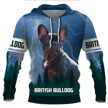 Loose Blue Dog Pattern Animals Hoodie