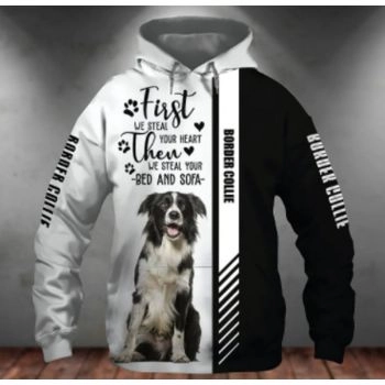 Precious White Black Dog Pattern Animals Hoodie