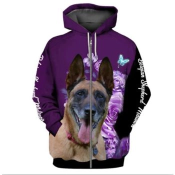 Gorgeous Purple Dog Pattern Animals Zip-Up Hoodie