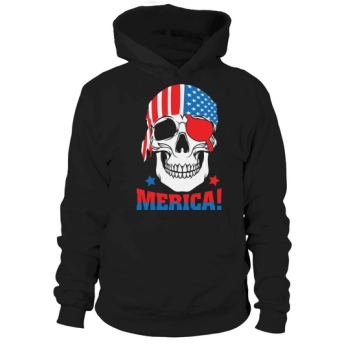 Pirate 4th of July Skull Hoodies