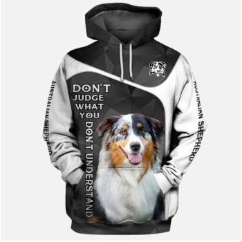 Elegance Grey Dog Pattern Animals Hoodie