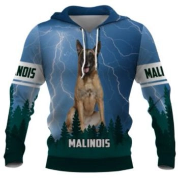 Vintage  And Loose Blue Dog Pattern Animals Hoodie