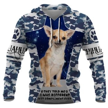 Vintage  Blue Dog Pattern Animals Hoodie
