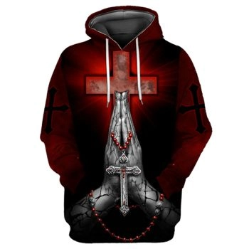  Loose And Fashion Red Fingers Pattern Jesus Hoodie